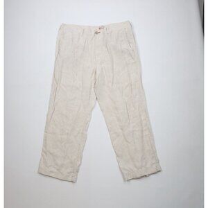 Vintage Tommy Bahama Mens Size 38x28 Linen Wide Leg Beach Harem Pants Beige